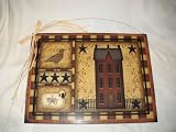 Primitives Wall Art Sign Saltbox House Berries Wool Sheep Barn Stars Country