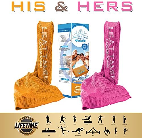 Cooling Towel - As Seen On TV [WORLDS COOLEST] HEAT TAMER® Neck &amp; Body Instantly Cooled - Great for PETS - Exercise, running,Fishing or Gardening! LIFETIME WARRANTY. (HIS &amp; HERS BUNDLE)