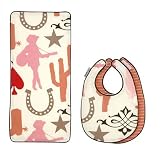 Cowgirl Bib and Burp Cloth Set