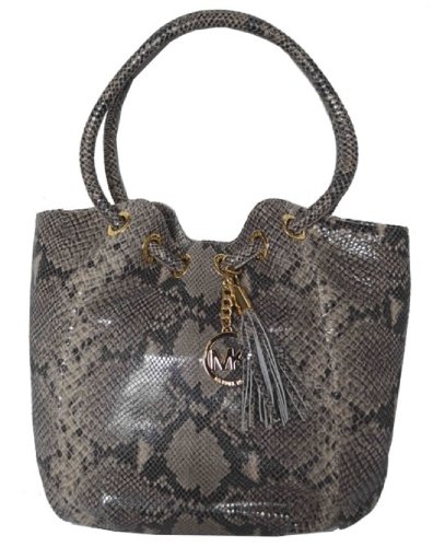 Michael Kors Snakeskin Leather Medium Ring Tote Handbag Bag Purse