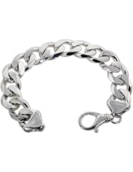 Sterling Silver Italian Curb Chain Necklaces & Bracelets 17mm Massive Heavy weight Beveled Edges Nickel Free, sizes 8 - 30 inch