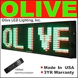 Olive LED Sign - Programmable Scrolling Message Board - 16 inch(h) x 40 inch(w), 3 color(Red, Green, Yellow)