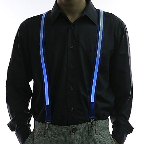 Glovion LED Light Up Illumination Suspenders for Party Favor-Blue
