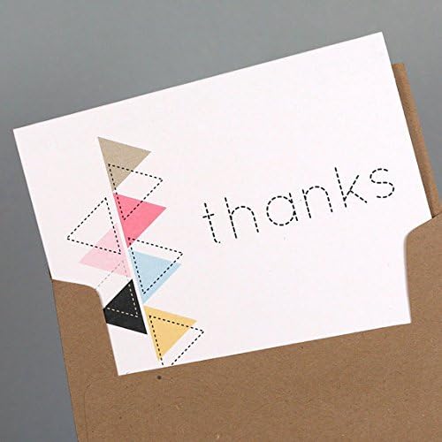 10 Tribal Boho Geometric Recycled Thank You Cards, Modern Tribal Triangles, Heavyweight Matte Stock Paired with 100% Recycled Kraft Envelopes - Lindsey by Two Poodle Press