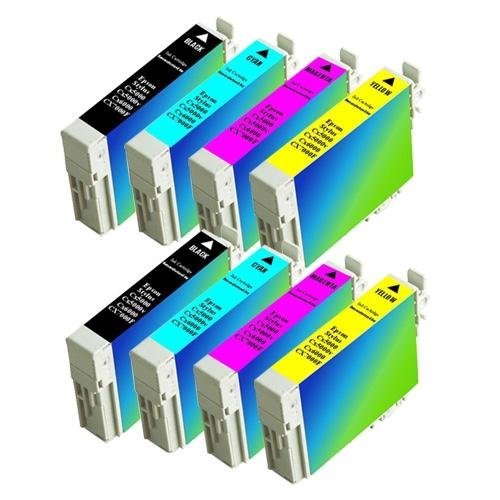 8 Pack Epson Ink Cartridges for Epson Stylus CX5000, CX6000, CX7000F, CX7400, CX7450, CX8400, CX9400Fax, CX9475Fax, C120, NX100, NX200, NX300, NX400 replacement ink 2 of ea. color