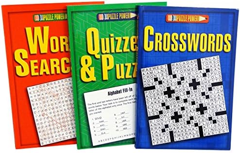 3 Book Puzzle Pack Set Includes Quizzes &amp; Puzzles, Crosswords, &amp; Word Searches