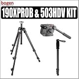 Bogen Manfrotto 190XPROB 3 Section Aluminum Pro Tripod & Bogen Manfrotto 503HDV Professional Video Fluid Head -PLUS- MACCABEE Monopod