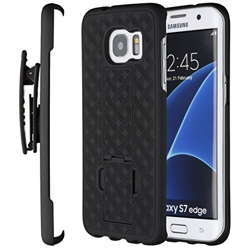 Galaxy S7 Edge Case, MoonaÂ® Shell Holster Combo Case for Samsung Galaxy S7 Edge with KickStand & Belt Clip "3 Year Warranty!" Galaxy S7 Edge Belt Clip Case, Galaxy S7 Edge Holster Thin Case