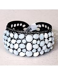 Sterling Silver Diamond Pave Gemstone Cuff Bracelet Fashion Jewelry
