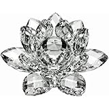 Amlong Crystal High Quality Crystal Lotus Flower With Gift Box, 5-Inch, Clear