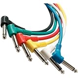 Perfektion Pack of six different colors, 1 foot Guitar - instrument Patch Cables (Right Angle) - Can be used for FX (effects) pedals, Instruments, and More