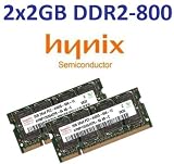 Produkt-Bild: 4GB Dual Channel Kit HYNIX original 2 x 2048MB 200 pin DDR2-800 (PC2-6400) SO-DIMM double side f&uuml;r DDR2 NOTEBOOKs