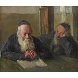 Two Jewish Scholars 100% Hand painted Judaica Jewish Art Oil on Canvas Painting