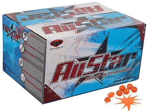 Diablo All Star Paintballs - 2000 Rounds - Clear Shell - Pro Orange Fill