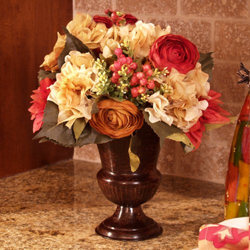 Flower Bouquet in Chocolate Urn Silk Floral Design AR248-23