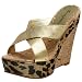 Beverly Feldman Women's Mendoza Wedge Sandal,Gold Nappa,10 M US