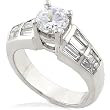 One of a Kind 2 1/5ctw Round Princess & Baguette Diamond Engagement Ring in Platinum