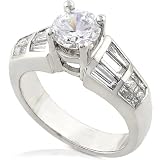 One of a Kind 2.00ctw Round Princess & Baguette Diamond Engagement Ring in Platinum (HI/I1)