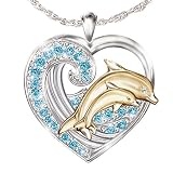Jeweled Dancer Sterling Silver and Diamond Pendant Necklace: Unique Dolphin Art Jewelry by The Bradford Exchange