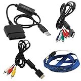 GTMax PlayStation PS2 To PS3 Controller Convertor Cable + 6FT HD Component  ....