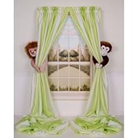 Curtain Critters Plush Jungle Safari Lion and Chocolate Monkey Curtain Tieback, Car Seat, Stroller, Crib Toys Collector Set