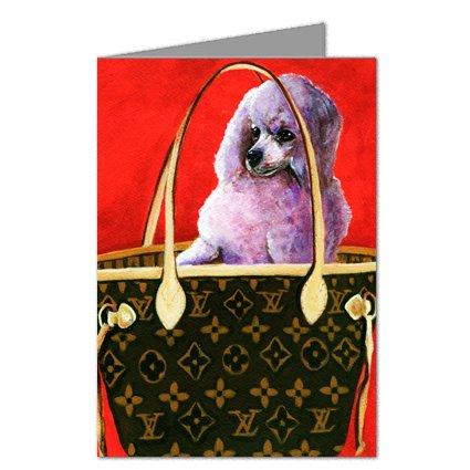 Toy Poodle in Louis Vuitton Handbag Notecard Set