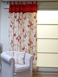 RIDEAU A PATTES 140*250 cm DANY ORANGE ET ROUGE 100% Coton