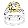 14K Two-Tone Gold Natural Yellow and White Diamond Wedding Set Semimount - 0.87 Ct. - CENTER STONE NOT INCLUDED