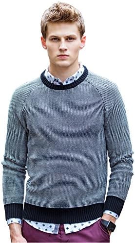 Pste Men's Classic Rib Trim Fisherman Knit Sweater Jumper Black XL