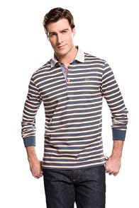 Long Sleeve Striped Rugby With Woven Trim Details