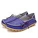 Lucksender Womens Hollow Out Carving Casual Leather Driving Flat Loafers Shoes 9B(M)US Purple