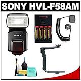 Sony Alpha HVL-F58AM Flash + Flip Flash Bracket + Cord + Batteries + Kit fo ....