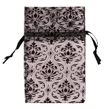 48 pcs Organza Black Damask Design on Light Purple Drawstring Pouches Gift Bags 3 x 4 inch