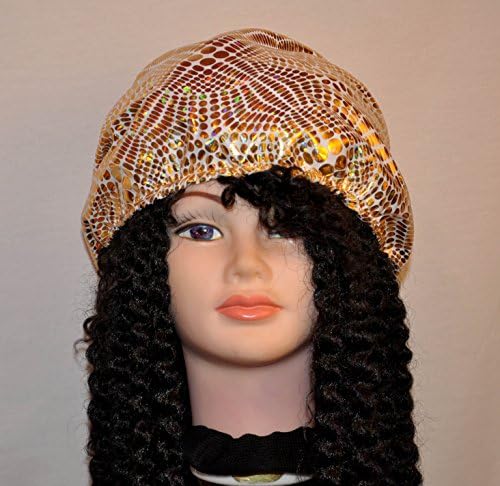 Hat/Cap For Locs, Braids and Twists - Gold and White