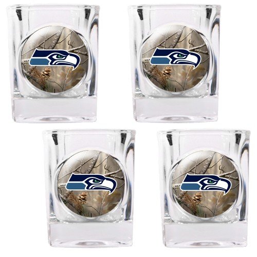 NFL Seattle Seahawks Open Field Four Piece Square Shot Glass Set