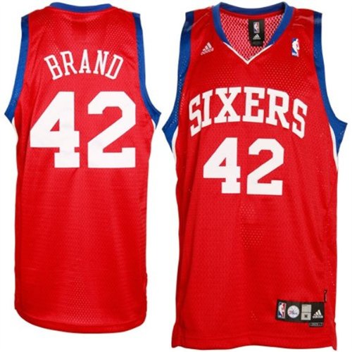 adidas Philadelphia 76ers #42 Elton Brand Red Alternate Swingman Basketball Jersey (4XL)