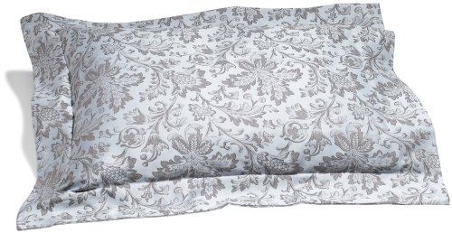 Pinzon Fleur Jacquard Egyptian Cotton Sateen 20-By-36-Inch King Sham, French Blue/Chocolate