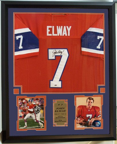 John Elway Autographed Denver Broncos Home Jersey Including Two 8