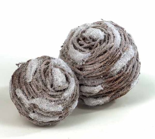 Rattan-Kugel mit Schnee D20cm