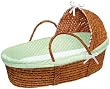 Badger Basket Co Honey Hooded Moses Basket - Sage Dot Bedding