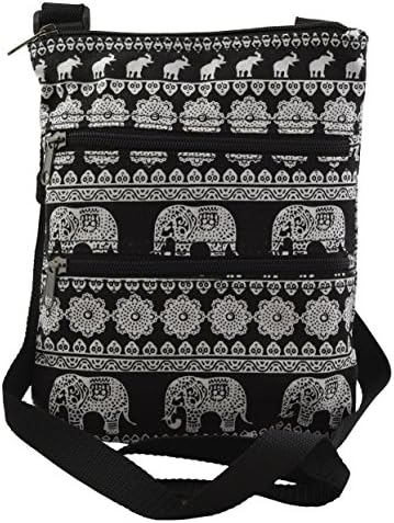 Canvas Cross Body Elephant Print Small Cross Body Bag