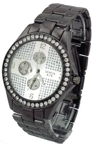 Geneva Elite Iced Out Black Prism Watch Model 2423 B/W