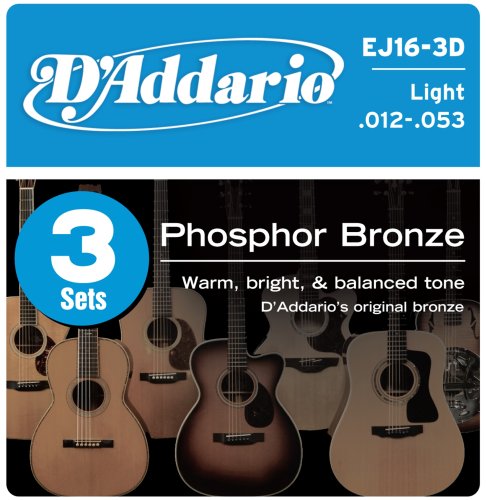 MusicalInstruments: D'Addario 3 Pack Acous Gtr Phos Brz Lite