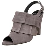 Tibi Women's Alena Ruffled Slingback Pump,Grey Suede,9.5 M US