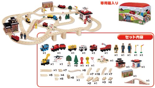 木のおもちゃ　トーマス　木製レールシリーズ　「ソドーレスキュー」セット
