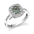 14 Karat White Gold Cushion Cut 1.95 carats High Gem Quality Green Sapphire Diamond Ring
