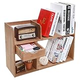 Freestanding Rustic Style Wood 4 Shelf Compartment Storage Organizer Rack / Desk & Counter Top Bookshelf