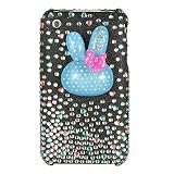 51LbN9QPcqL. SL160  Full Diamond Rhinestone Blue Rabbit Pink Ribbon On Black Design Snap on Protector Hard Case Cover for Apple iPhone 3G, 3GS 3G S (AT&T)