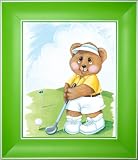 Sports Bear Golf Star - Children's and Kids Room Framed Wall Art and Nursery Wall Decor, 8" x 10", Green