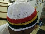Crochet, Reggae, Rasta, Men's Beanie Skullcap, Red, Green, Gold, White or Grey background
